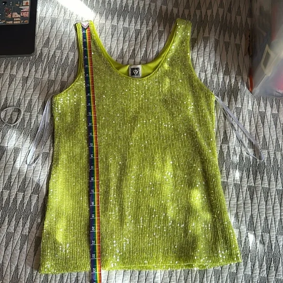 Anne Klein Sequin Tank in Sprout Green XXS - Picture 9 of 9